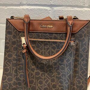Calvin Klein Brown and Tan Monogram Bag